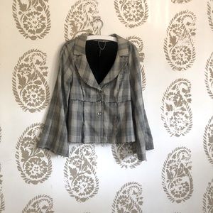 Poleci - Plaid Jacket w/ Bell Sleeves